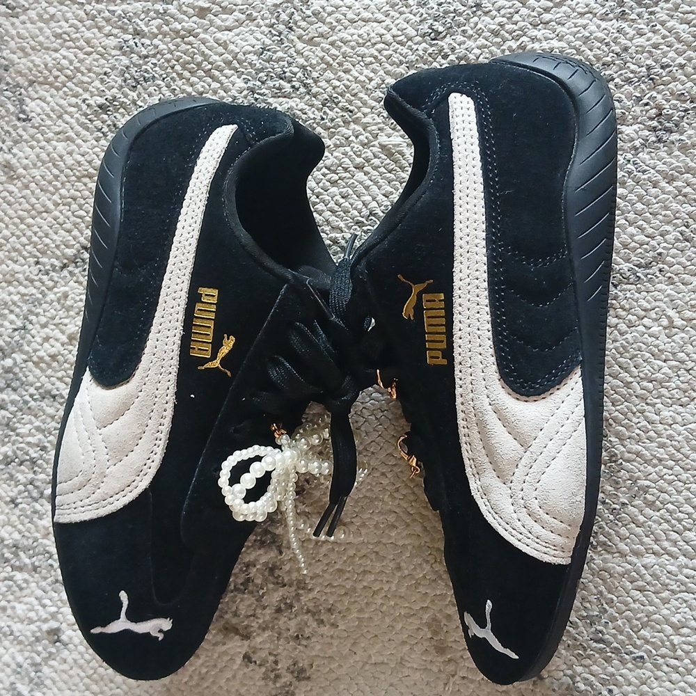 Puma Speedcat  Black and White Sneakers with Charms - Picture 7 of 8